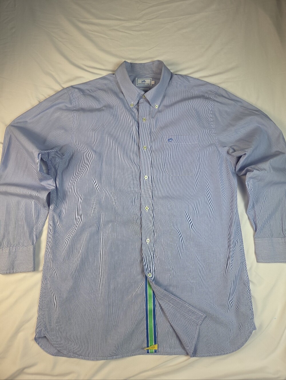Southern Tide Light Blue & White Narrow Stripe Button-Down Shirt